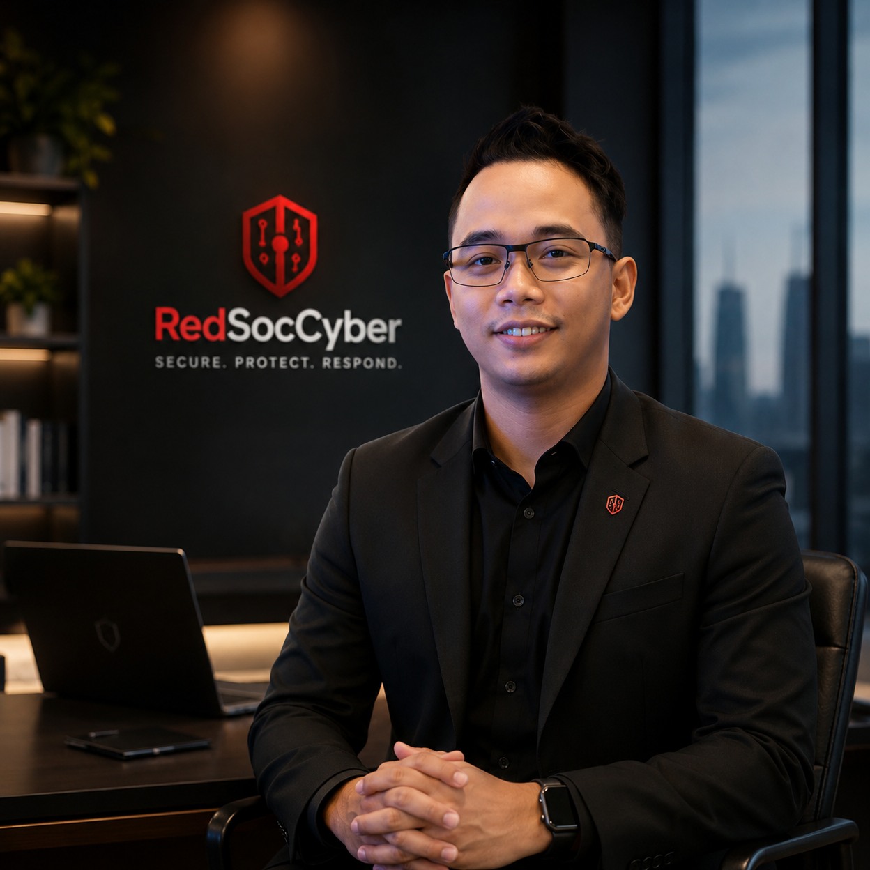 Reyvem Johnson C., founder of RedSocCyber, in the RedSocCyber office